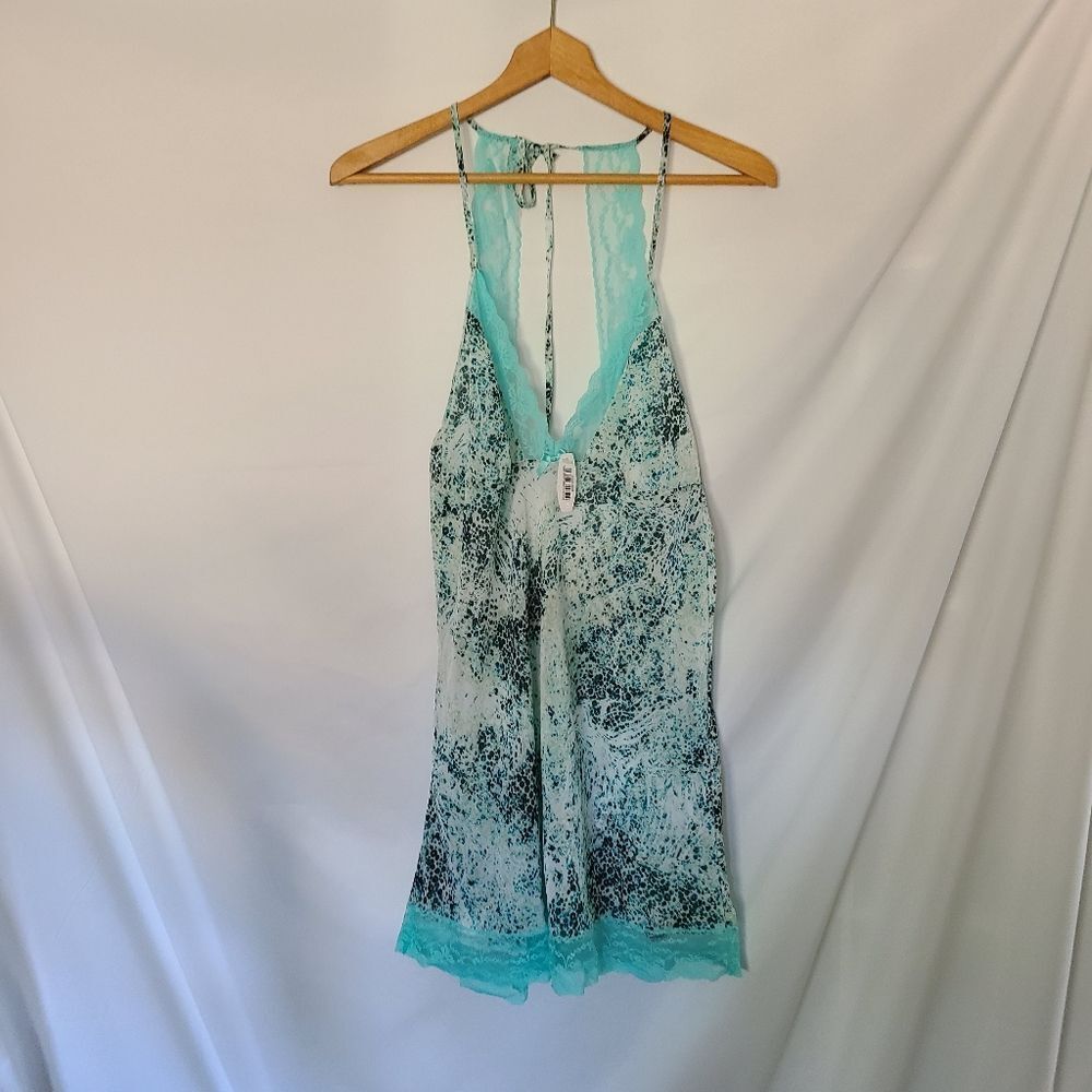 Adore Me Confetti Leopard Turquoise Nightie‎ sz L NWT
